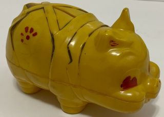 Vintage Reliable Toys 8” Hard Plastic Yellow Piggy Coin Money Bank Rare Canada