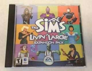 The Sims Livin Large Expansion Pack 2000 Ea Oop Rare Pc Cd - Rom Sh