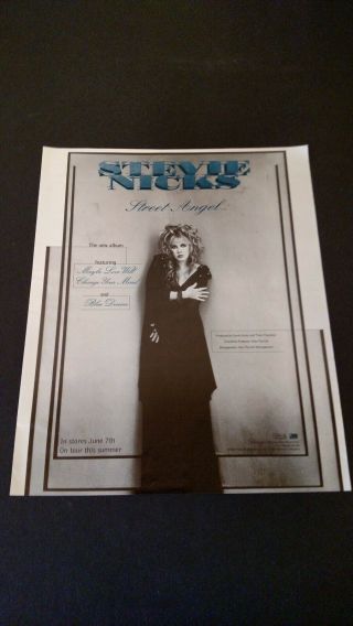 Stevie Nicks " Street Angel " Rare Print Promo Poster Ad