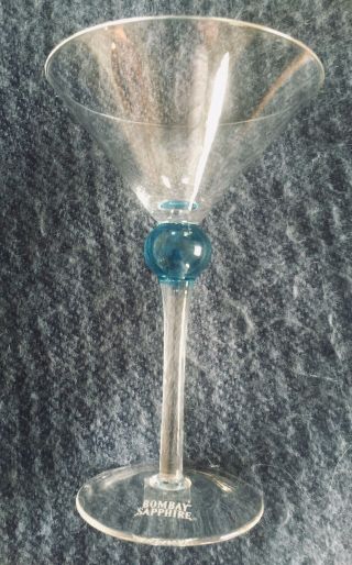 Vtg.  RARE BOMBAY SAPPHIRE Martini Glass (1) 3