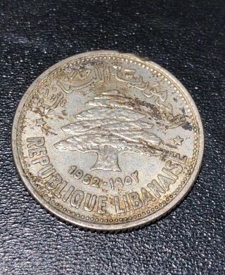 Uncirculated 1952 Lebanon 50 Piastres Silver Rare Coin