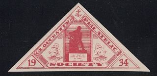 Usa Rare Gloucester Ma 1934 Philatelic Society Show Label - Mint/lh