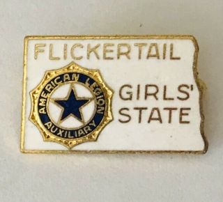 Flickertail Girls State Us American Legion North Dakota Pin Badge Rare (a7)