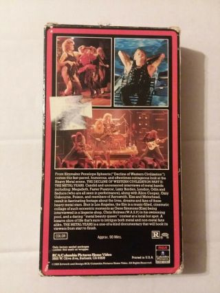 The Metal Years Vhs 1989,  Rare 3