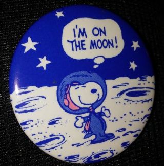 1969 Schultz Snoopy Im On The Moon Badge Button Pin Authentic Very Rare L@@k D