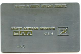 Vintage South African Airways Airline Ticket Validation Metal Plate Rare