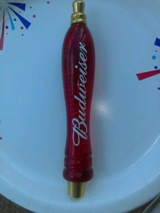 Vintage Rare Red Acrylic Transparent Budweiser Beer Tap Handle