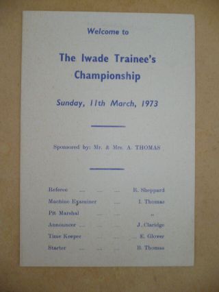 Rare 1973 Iwade Speedway Programme – Iwade Trainee’s Championship