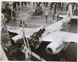 Rare Photograph Of A Sea Hornet After A Bad Landing On An Aircraft Carrier