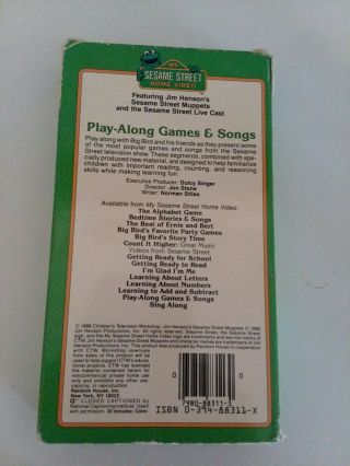 Sesame Street Play Along Games And Songs Vhs,  Rare 2