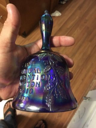 Vintage 1975 Joe St.  Clair Carnival Glass Bell Rare