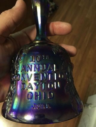 Vintage 1975 Joe St.  Clair Carnival Glass Bell Rare 2