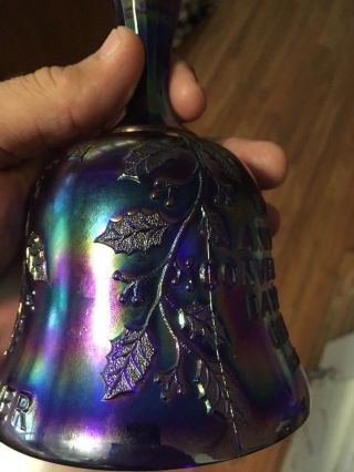 Vintage 1975 Joe St.  Clair Carnival Glass Bell Rare 3