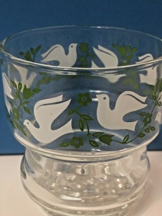 Set Of 6 Rare Vintage Drinking Glasses White Dove On Green Floral Design