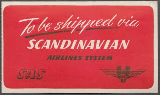 Scandinavian Airlines System Rare Vintage Sas Airmail Etiquette