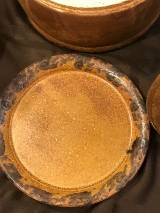 Rare Set of 4 Retired McCoy Pottery Mesa Canyon Brown/black Salad Plates in EUC 3