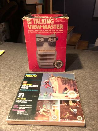 Vintage Gaf Talking View Master Stereo Viewer W/box And Peter Pan Reels Rare