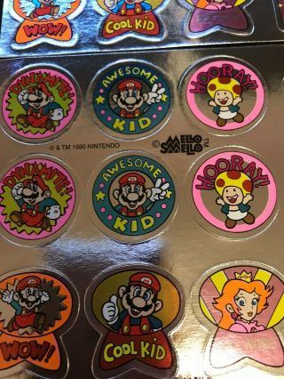 Vtg 1990 Mello Smello Nintendo MARIO BROS.  Stickers RARE 2 sheets 2