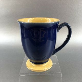 Denby Harlequin England Stoneware Rare Yellow & Blue Coffee Mug Cup Vintage 2