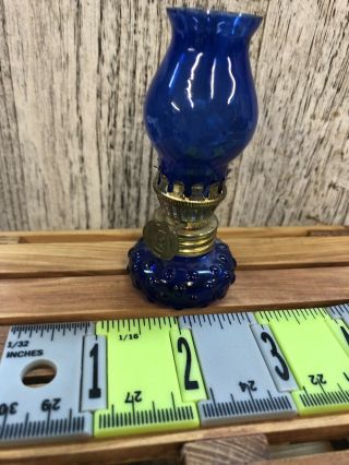 Rare Adorable Miniature Vintage Cobalt Blue Carnival Glass Lantern 3