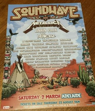 Soundwave/metallica/linkin Park/blink 182 Rare Aussie Tour Promo Poster
