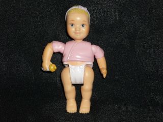Fisher Price Loving Family Dollhouse Blonde Baby Girl In Pink Bottle Rare 1