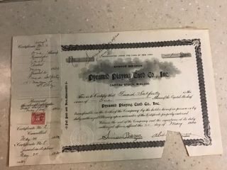 1920 Rare Stock Certificate Pyramid Playing Card Company Inc.