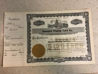 Early 1900’s Rare Stock Certificate Standard Playing Card Company