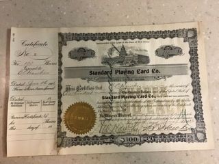 1906 Rare Stock Certificate Standard Playing Card Company