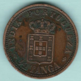 Portugese India Goa - Carlos I - 1/2 Tanga - Ex Rare Coin