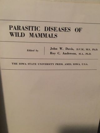 Parasitic Diseases Of Wild Mammals Vintage 1971 First Edition Iowa State Rare 2