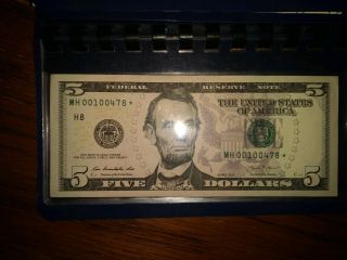 Rare 2013 $5 Star Note Low Serial Number