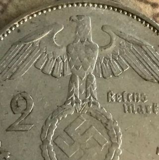 The Rare ‘37 - J Silver Eagle Large Germany Ww2 Coin Nazi German Old Antique Us