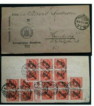 Rare 1923 Germany Justice Centre Of Hamburg Wrapper Ties 16 Official Stamps