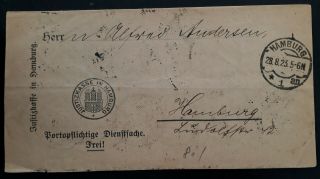RARE 1923 Germany Justice Centre of Hamburg Wrapper ties 16 Official stamps 2