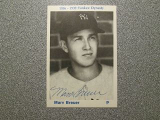 Tcma 1936 - 1939 Yankees Marv Breuer Signed Autographed - Rare - Deceased