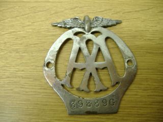 Rare Vintage Flat Motorcycle Type 4 Aa Badge,  Chrome Plate On Brass