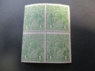 Kgv Stamps: 1d Green Block Of 4 Lmw - Rare (e108)
