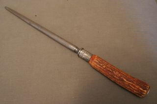 Rare Antique Knife Sharpener / Steel Honing Rod,  Stag Antler Handle,