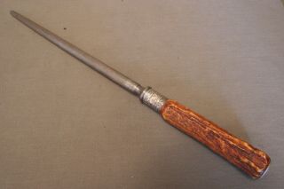 Rare Antique Knife Sharpener / Steel Honing Rod,  Stag Antler Handle, 2