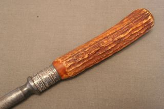 Rare Antique Knife Sharpener / Steel Honing Rod,  Stag Antler Handle, 3