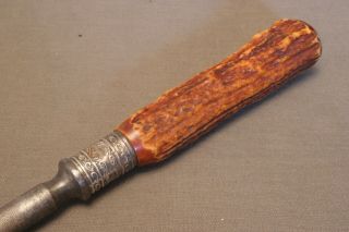 Rare Antique Knife Sharpener / Steel Honing Rod,  Stag Antler Handle, 4