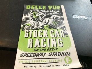 Belle Vue - - Stock Car - - - - Programme - - - 2nd September 1961 - - Rare