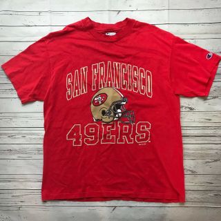 Vintage Champion San Francisco 49ers T Shirt Rare Helmet 90 