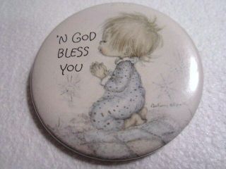 Hallmark Pin Betsey Clark N God Bless You Rare 1970s Pinback Button Vintage