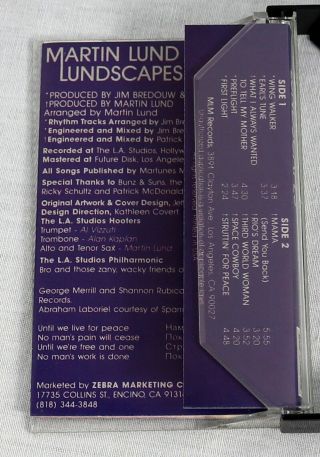Martin Lund 1985 Lundscapes Album Cassette Tape Smooth Jazz Fusion Music Rare 3