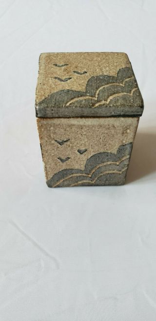Rare Alison Kay Ireland European Studio Art Pottery Miniature Cube W/ Lid