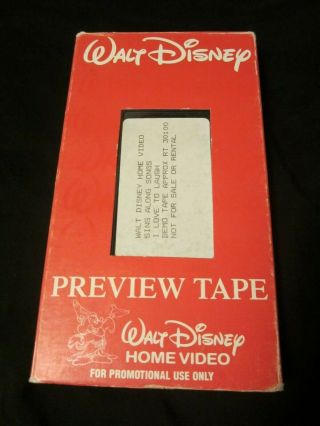 Walt Disney Preview Tape Vhs Sing Along Songs Promotional Rare Oop Screener