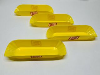 Oscar Mayer Wiener Hot Dog Tray Holders Set Of 4 Yellow Plastic Kraft Foods Rare