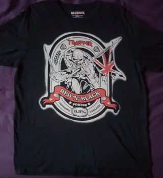 Iron Maiden Official Trooper Beer Red And Black T - Shirt.  Rare Promo